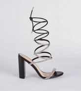 Lace Me Up In Rhinestone Block Heels